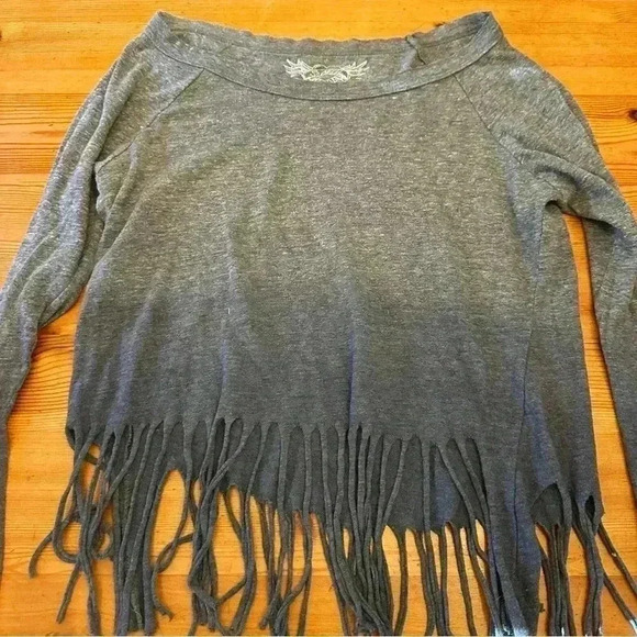 So Nikki All American clothing Co. Long sleeve fringe top girl ombré L(14) - Picture 5 of 7